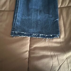 Frayed Hem Dark Blue Jeans
